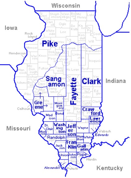 Map of Illinois in 1821.